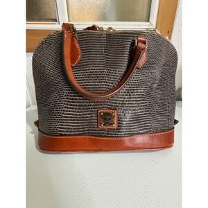 DOONEY BOURKE Women's Gray Embossed Lizard Zip Satchel‎ Structured Handbag